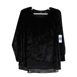 Great Northwest Indigo Black Polyester Spandex L/S Knit Top Womens 1X Shirt
